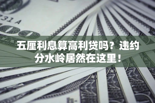 济南五厘利息算高利贷吗？违约分水岭居然在这里！